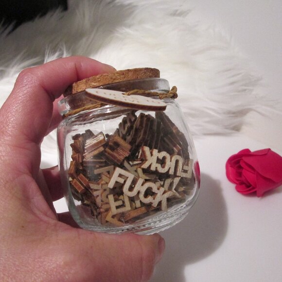 Wooden in jar 'F*cks to Give' Jar fun gift or desk piece. Novelty Too Much fun! - Picture 2 of 7